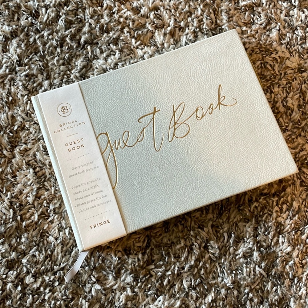 Ivory and Gold Wedding Guest Book with Gold Pen